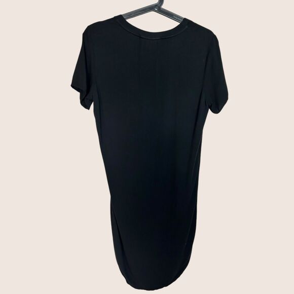 🖤 MEDIUM MERIDIAN LINE BLACK POCKET T-SHIRT TUNIC SHORT SLEEVE HI LO - Picture 7 of 8